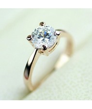 Classic Four Claw Zirconia Rose Gold Wedding Ring