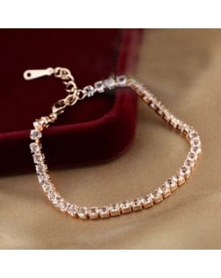 Cubic Zirconia Inlaid Simplistic Thin Style 18K Rose Gold Bracelet