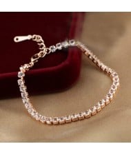 Cubic Zirconia Inlaid Simplistic Thin Style 18K Rose Gold Bracelet