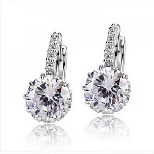 Korean Fashion Elegant Zircon Inlaid Ear Clips - Transparent