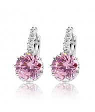 Korean Fashion Elegant Zircon Inlaid Ear Clips - Pink