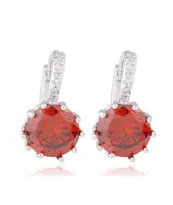 Korean Fashion Elegant Zircon Inlaid Ear Clips - Red