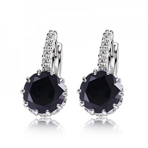 Korean Fashion Elegant Zircon Inlaid Ear Clips - Black