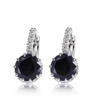 Korean Fashion Elegant Zircon Inlaid Ear Clips - Black