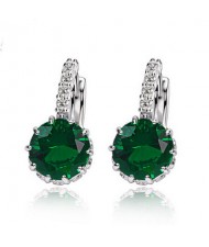 Korean Fashion Elegant Zircon Inlaid Ear Clips - Green