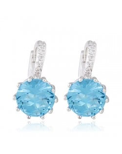 Korean Fashion Elegant Zircon Inlaid Ear Clips - Blue