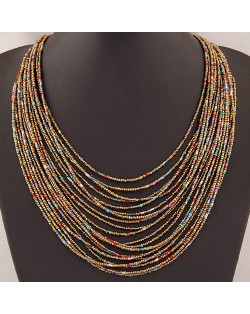 Bohemian Style Dense Layers Mini Beads Costume Necklace - Colorful