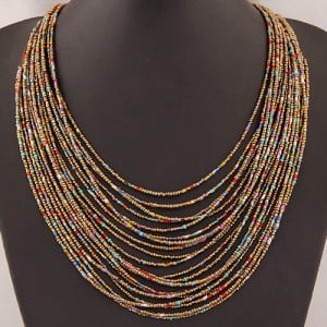 Bohemian Style Dense Layers Mini Beads Costume Necklace - Colorful
