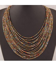 Bohemian Style Dense Layers Mini Beads Costume Necklace - Colorful