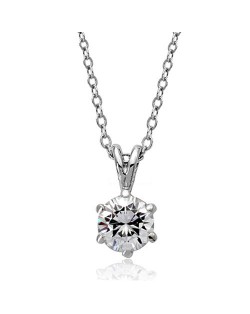 Six Claw Rhinestone Inlaid Pendant Necklace - Silver