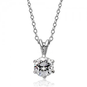 Six Claw Rhinestone Inlaid Pendant Necklace - Silver