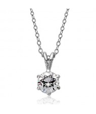 Six Claw Rhinestone Inlaid Pendant Necklace - Silver