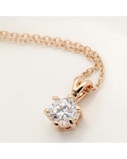 Six Claw Rhinestone Inlaid Pendant Necklace - Rose Gold