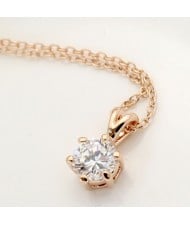 Six Claw Rhinestone Inlaid Pendant Necklace - Rose Gold