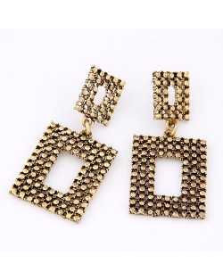 Vintage Studs Fashion Linked Squares Earrings - Copper