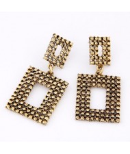 Vintage Studs Fashion Linked Squares Earrings - Copper