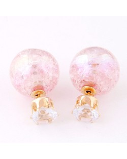 Brilliant Crystal Quality Resin Gem Ball Ear Studs - Pink