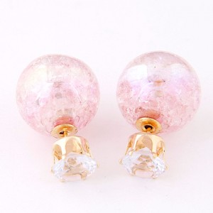 Brilliant Crystal Quality Resin Gem Ball Ear Studs - Pink
