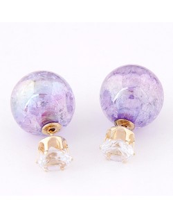 Brilliant Crystal Quality Resin Gem Ball Ear Studs - Violet