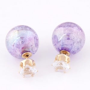 Brilliant Crystal Quality Resin Gem Ball Ear Studs - Violet
