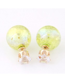 Brilliant Crystal Quality Resin Gem Ball Ear Studs - Yellow
