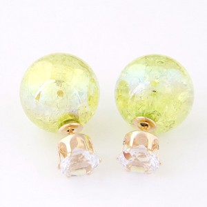 Brilliant Crystal Quality Resin Gem Ball Ear Studs - Yellow