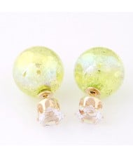 Brilliant Crystal Quality Resin Gem Ball Ear Studs - Yellow