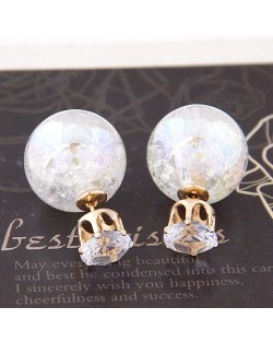 Brilliant Crystal Quality Resin Gem Ball Ear Studs - White