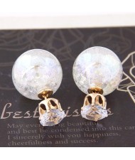 Brilliant Crystal Quality Resin Gem Ball Ear Studs - White