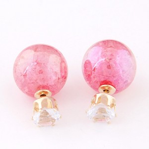 Brilliant Crystal Quality Resin Gem Ball Ear Studs - Rose