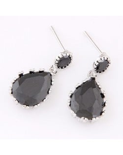 Graceful Teardrop Shape Cubic Zirconia Dangling Earrings - Gray
