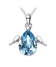 Cute Happy Angel Austrian Crystal Platinum Plating Alloy Necklace - Aquamarine