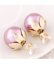Transparent Rhinestone Inlaid Crown with Cherry Design Resin Earrings - Pink