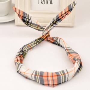 Korean Fashion Classic Lattice Prints Bunny Ears Hair Hoop - Gray