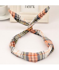 Korean Fashion Classic Lattice Prints Bunny Ears Hair Hoop - Gray