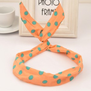 Korean Fashion Bunny Ears Polka Dot Cloth Hair Hoop - Orange