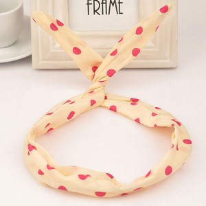 Korean Fashion Bunny Ears Polka Dot Cloth Hair Hoop - Beige
