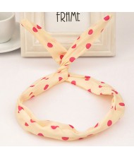 Korean Fashion Bunny Ears Polka Dot Cloth Hair Hoop - Beige