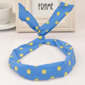 Korean Fashion Bunny Ears Polka Dot Cloth Hair Hoop - Sky Blue