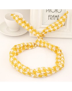 Korean Fashion Adorable Prints Cloth Bunny Ears Hair Hoop - Yellow