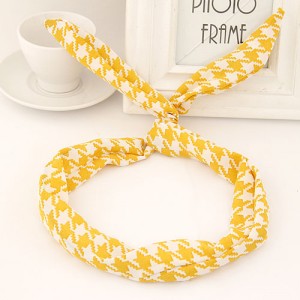 Korean Fashion Adorable Prints Cloth Bunny Ears Hair Hoop - Yellow