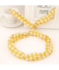 Korean Fashion Adorable Prints Cloth Bunny Ears Hair Hoop - Yellow