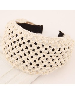 Korean Style Weaving Woolen Wide Hair Hoop - White