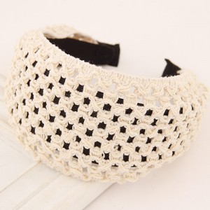 Korean Style Weaving Woolen Wide Hair Hoop - White