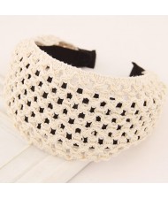 Korean Style Weaving Woolen Wide Hair Hoop - White