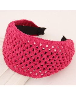 Korean Style Weaving Woolen Wide Hair Hoop - Rose