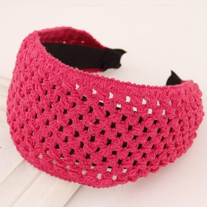 Korean Style Weaving Woolen Wide Hair Hoop - Rose