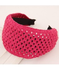 Korean Style Weaving Woolen Wide Hair Hoop - Rose