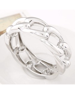 Punk Fashion Concise Thick Chain Style Bangle - Silver