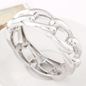 Punk Fashion Concise Thick Chain Style Bangle - Silver